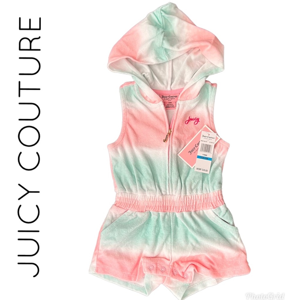 Juicy Couture Kids Zip up Terry Romper with Hood Size 24 Months